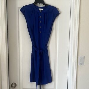 A Loves A Cap-Sleeve Belted Blue Dress, NWT, L